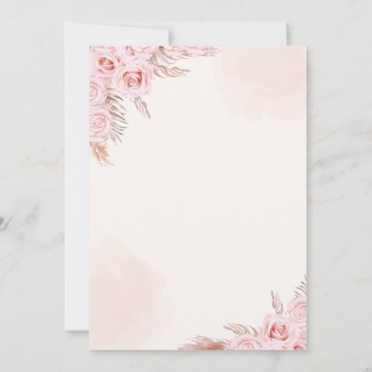 Boho Teddy Bear Baby Shower Girl 招待状 (裏面)