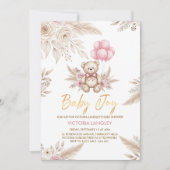 Boho Teddy Bear Baby Shower Invitation 招待状 (正面)