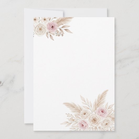 Boho Teddy Bear Baby Shower Invitation 招待状 (裏面)