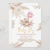 Boho Teddy Bear Baby Shower Invitation 招待状 (正面/裏面)