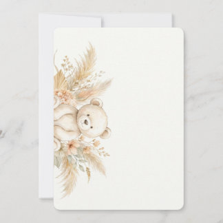 Boho Teddy Bear Baby Shower Invitation Neutral Wat 招待状