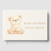 Boho Teddy Bear Baby Shower Neutral ゲストブック (正面)