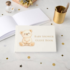 Boho Teddy Bear Baby Shower Neutral ゲストブック