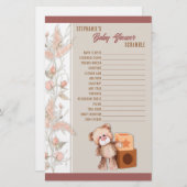 Boho Teddy Bear Baby Shower Scramble Game 便箋 (正面/裏面)