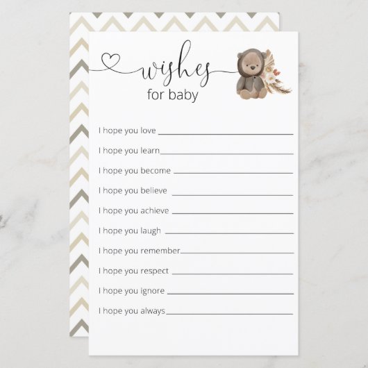 Boho Teddy Bear Baby Showersベビー (正面/裏面)