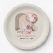 Boho Teddy Bear & Balloons Bearly Waitベビーシャワー ペーパープレート (正面)