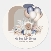 Boho Teddy Bear & Balloons Bearly Waitベビーシャワー