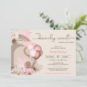 Boho Teddy Bear & Balloons Bearly Waitベビーシャワー 招待状 (スタンド正面)