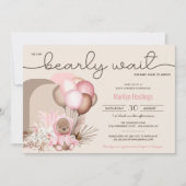 Boho Teddy Bear & Balloons Bearly Waitベビーシャワー 招待状 (正面)