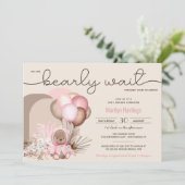 Boho Teddy Bear & Balloons Bearly Waitベビーシャワー 招待状 (スタンド正面)