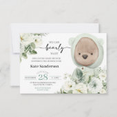 Boho Teddy Bear Bearly Wait Baby Shower Invitation (正面)