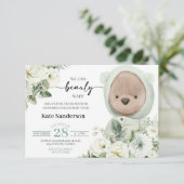 Boho Teddy Bear Bearly Wait Baby Shower Invitation (スタンド正面)
