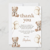 Boho Teddy Bear Beary First 1st Birthday Party サンキューカード (正面)