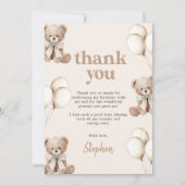 Boho Teddy Bear Beary First 1st Birthday Party サンキューカード (正面)