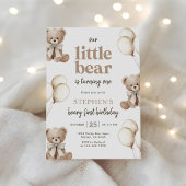 Boho Teddy Bear Beary First 1st Birthday Party 招待状