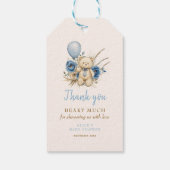 Boho Teddy Bear Blue Bearly待ち赤ちゃんシャワー特典 ギフトタグ (裏面)
