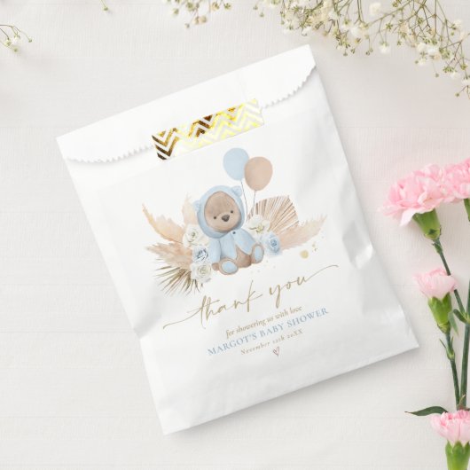 Boho Teddy Bear Blue Bearly Wait赤ちゃんシャワーギフト フェイバーバッグ (封をした状態)