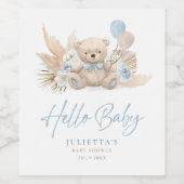 Boho Teddy Bear Boy Bearly Wait赤ちゃんシャワーのお願い ワインラベル (シングルラベル)