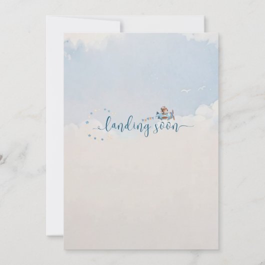 Boho Teddy Bear Boy Bearly Wait赤ちゃんシャワー 招待状 (裏面)