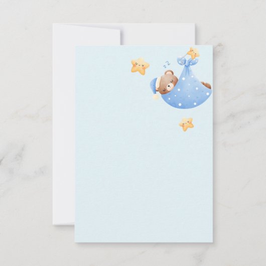Boho Teddy Bear Boy Blue Baby Shower Invitation 招待状 (裏面)