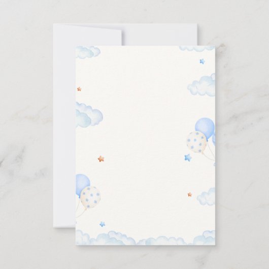Boho Teddy Bear Boy Blue Baby Shower Invitation 招待状 (裏面)