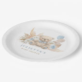 Boho Teddy Bear Boy Blue Bearly Wait赤ちゃんシャワー ペーパープレート (アングル)