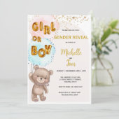 Boho Teddy Bear Gender Reveal招待状 招待状 (スタンド正面)