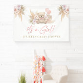 Boho Teddy Bear Girl Pink Baby Showerへようこそ 横断幕 (インサイチュ)