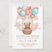 Boho Teddy Bear He She Boy or Girl Gender Reveal 招待状 (正面)