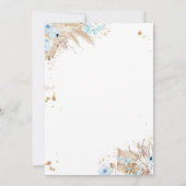 Boho Teddy Bear Picnic Boy Blue Baby Shower 招待状 (裏面)