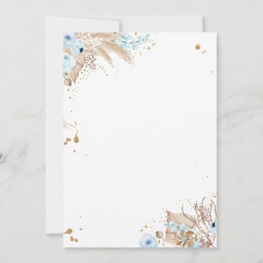 Boho Teddy Bear Picnic Boy Blue Baby Shower 招待状 (裏面)