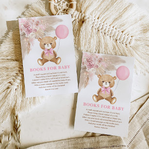 Boho Teddy Bear Pink Balloon Books for Baby Girl エンクロージャーカード