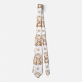 Boho Teddy Bear Rainbow Neutral Floral ネクタイ (正面)