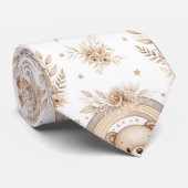 Boho Teddy Bear Rainbow Neutral Floral ネクタイ (ロール)