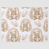 Boho Teddy Bear Rainbow Neutral Floral 薄葉紙 (正面)