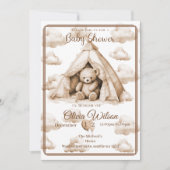  Boho Teddy Bear Theme Baby Shower Invitation 招待状 (正面)