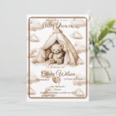 Boho Teddy Bear Theme Baby Shower Invitation 招待状 (スタンド正面)