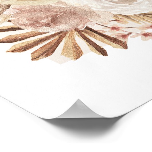 Boho Teddy Bear Welcome Baby Showerサイン ポスター (角)