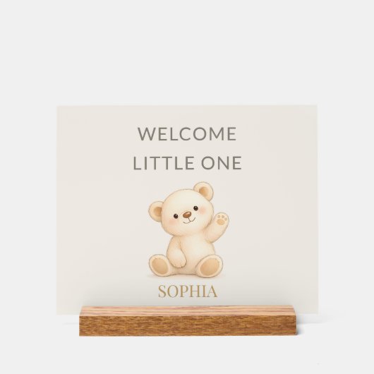 Boho Teddy Bear “Welcome Little One” Personalized アクリルサイン (正面)