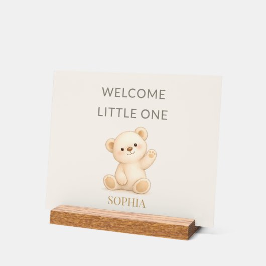 Boho Teddy Bear “Welcome Little One” Personalized アクリルサイン (傾斜)