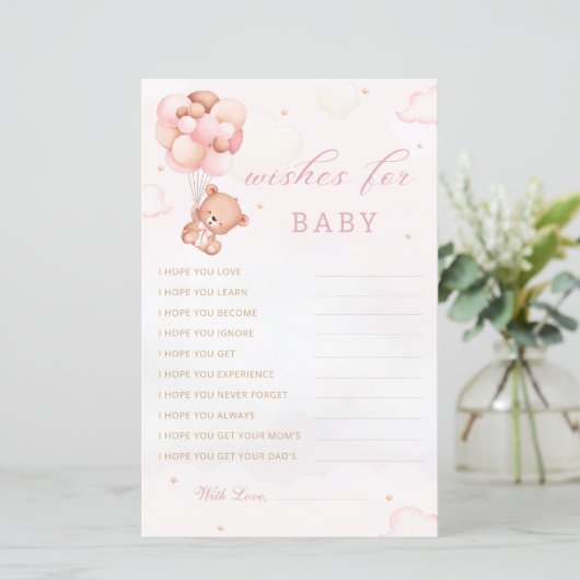 Boho Teddy Bear Wishes for Baby Showerアドバイス (スタンド正面)