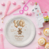 Boho Teddy Bear with Balloons赤ちゃんシャワー ペーパープレート (パーティー)