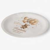 Boho Teddy Bear with Balloons赤ちゃんシャワー ペーパープレート (アングル)