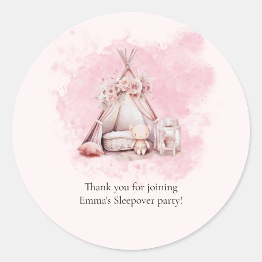 Boho Teepeeテントスリーポバーの好意ステッカー ラウンドシール (正面)