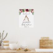 Boho teepee rustic floral baby shower welcome sign ポスター (キッチン)