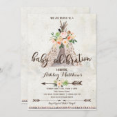 Boho Tepee赤ちゃんシャワーの招待状 招待状 (正面/裏面)