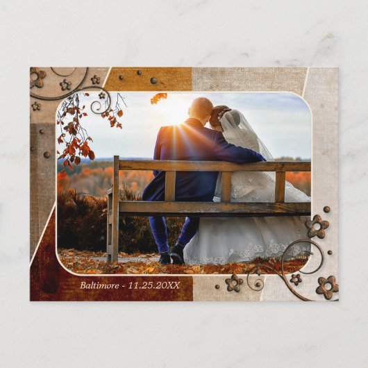 Boho Terra Cottaの写真結婚ありがとうはがき ポストカード (正面)