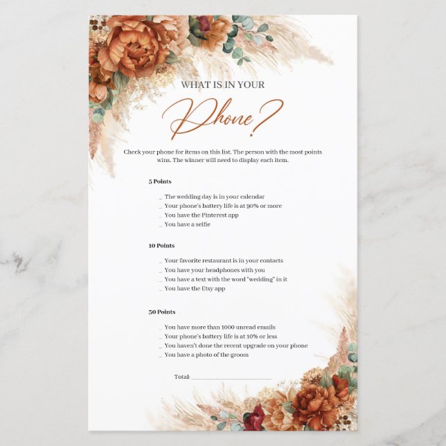 Boho Terracottaとブルゴーニュあなたの電話の中に何があるか (正面)