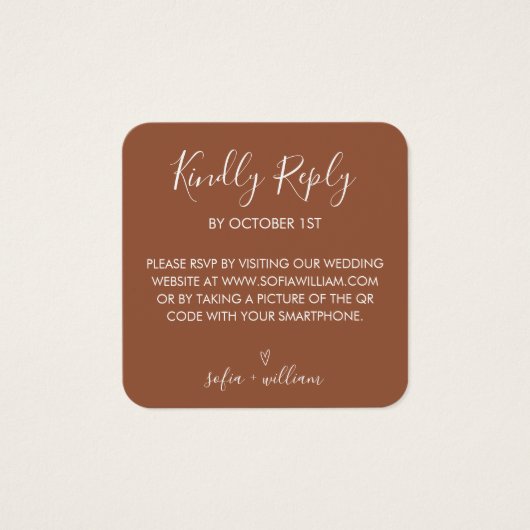 Boho Terracottaの結婚ウェブサイトQRコードRSVP (正面)