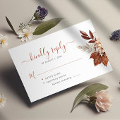Boho terracottaの葉の結婚式RSVP エンクロージャーカード